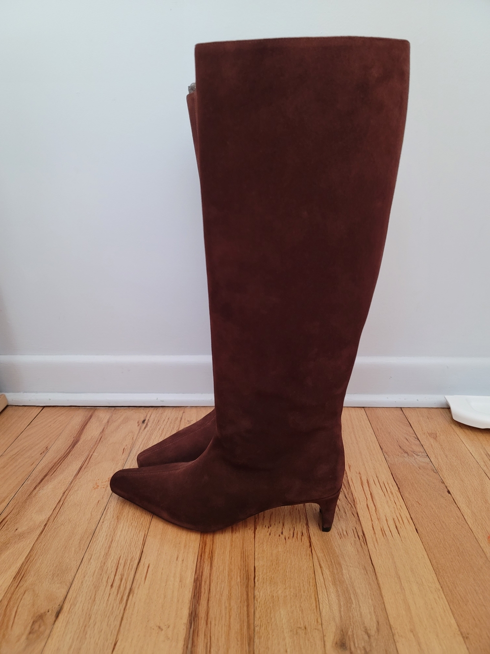 Staud Wide Shaft Wally Boot Mahogany Suede Size 37 NWB